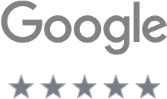 Google logo with five gray stars.